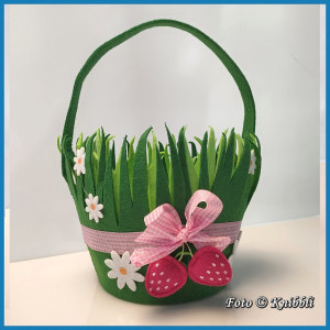 Sommer Frühjahr Filzkorb Erdbeere Deko Geschenk Korb 002