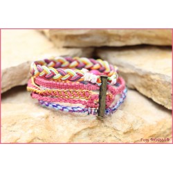 5 fach Armband Altrosa Pink Bunt