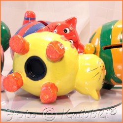 Keramik Spardose Katze Orange-Grün